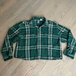 Gap Vintage Forest Green Wool Plaid Shirt Size XL